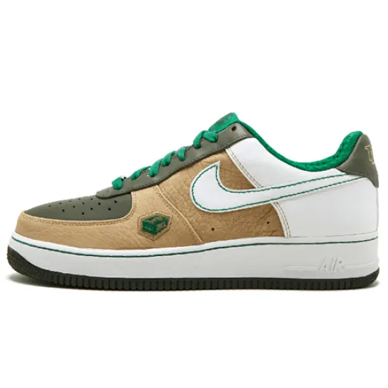 Nike Air Force 1 Skateboarding Shoes Unisex Low-top White/Green/Gold