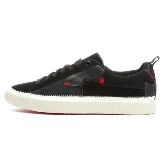 Puma Clyde Skateboarding Shoes Unisex Low-top Black/white/red
