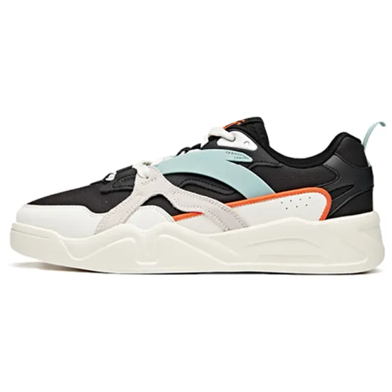 Anta Cushioning Anti-Slip And Wear-Resistant Low-Top Skateboard Shoes Men's Black White Cyan