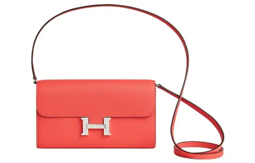 HERMES Constance To Go Silver Tone Buckle Evercolor Leather Cavale Canvas Wallet, Shoulder Bag, Crossbody Bag Women's