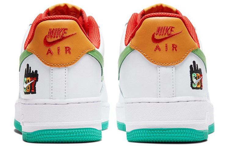 Unisex Nike Air Force 1 Low Skate shoes White/Green/Orange/Teal - 4