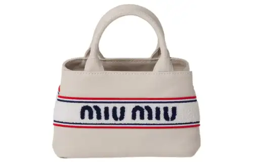 MIU MIU Fabric Handbag, Shoulder Bag, Crossbody Bag Women's Chalk White