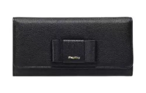 MIU MIU Sheepskin Wallet Women's Black