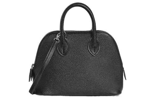 HERMES Goatskin Bowling Bag, Handbag Mini Unisex Noir Black