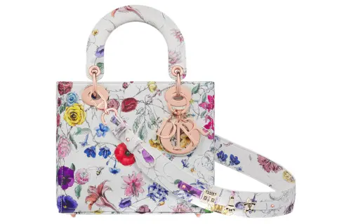 DIOR Lady Dior Cow Leather Shoulder Bag, Crossbody Bag, Handbag Small Women's White/Multicolor