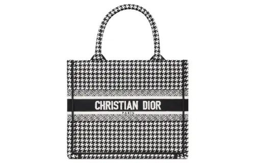 DIOR Embroidery Tote Bag, Shopping Bag, Handbag Small Women's Black/White