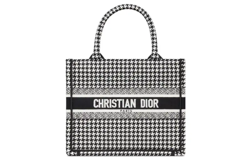 DIOR Embroidery Tote Bag, Shopping Bag, Handbag Small Women's Black/White