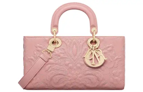DIOR Lady D JOY Lambskin Handbag, Shoulder Bag, Crossbody Bag, Handbag Medium Women's Gray Pink