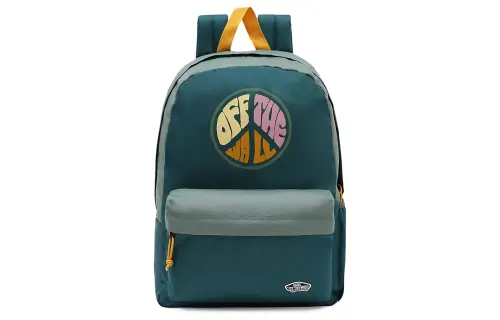 Vans Letter Print Polyester Backpack Regular Unisex Blue Green