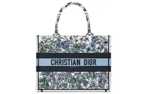 DIOR BookTote Embroidery Tote Bag, Shopping Bag, Handbag Medium Women's White/Multicolor