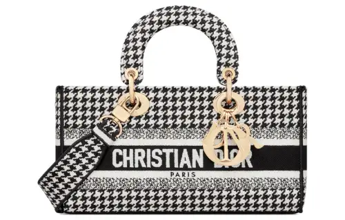 DIOR Lady D JOY Embroidery Shoulder Bag, Crossbody Bag, Handbag Medium Women's Black/White