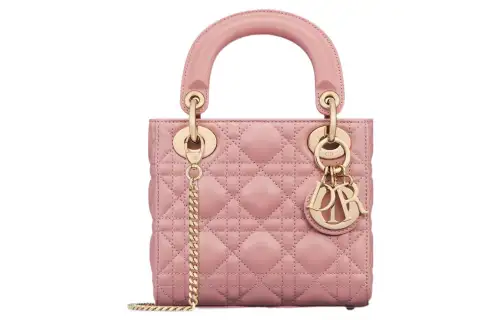 DIOR Lady Dior Sheepskin Handbag, Shoulder Bag, Crossbody Bag, Handbag Mini Women's Pink