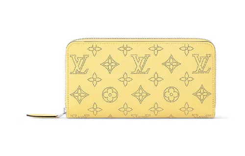 LOUIS VUITTON Zippy Cow Leather Wallet Women's Yellow