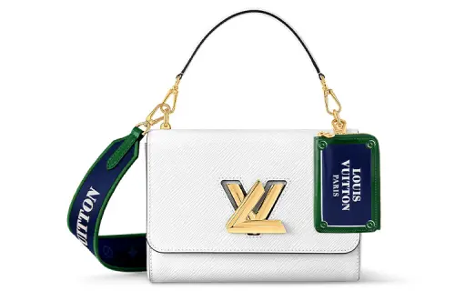 LOUIS VUITTON Twist Calfskin Handbag, Shoulder Bag, Crossbody Bag Medium Women's White/Green