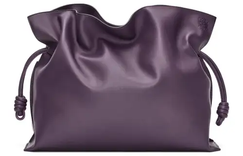 LOEWE Flamenco Cow Leather Portable One Shoulder Clutch Extra Large Women's Dark Purple Red