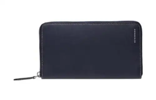 Burberry Leather Long Wallet Men's Blue