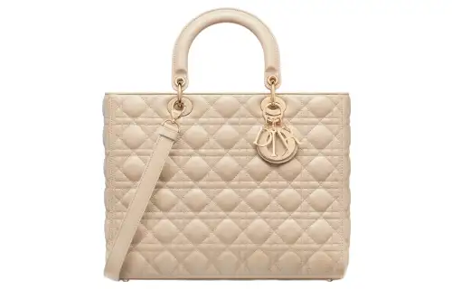 DIOR Lady Dior Sheepskin Handbag, Shoulder Bag, Crossbody Bag, Handbag Large Women's Rouge Beige