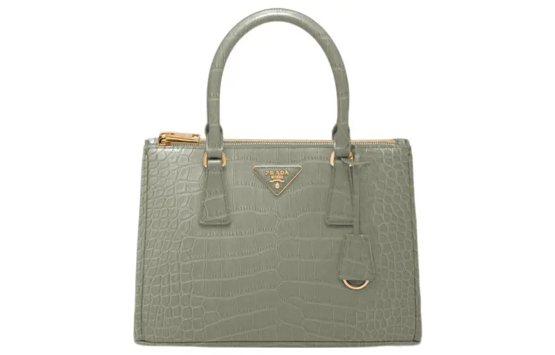 PRADA Galleria Killer Bag Crocodile Leather Shoulder Bag, Crossbody Bag, Handbag Medium Women's Cloud Gray