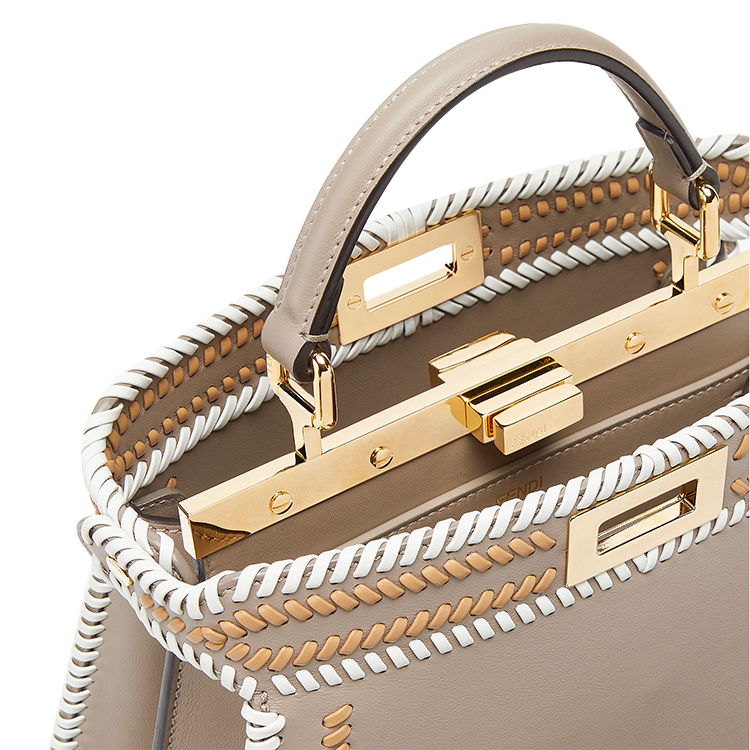 Женская сумка Fendi Peekaboo ISeeU (серо-голубая) — фото 4