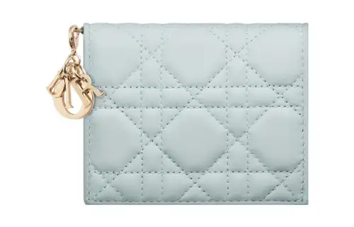 DIOR Lady Dior Lambskin Wallet Mini Women's Blue