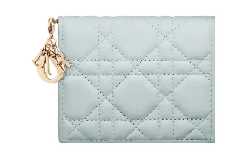 DIOR Lady Dior Lambskin Wallet Mini Women's Blue
