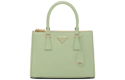 PRADA Galleria Killer Bag Leather Handbag Medium Women's Light Green