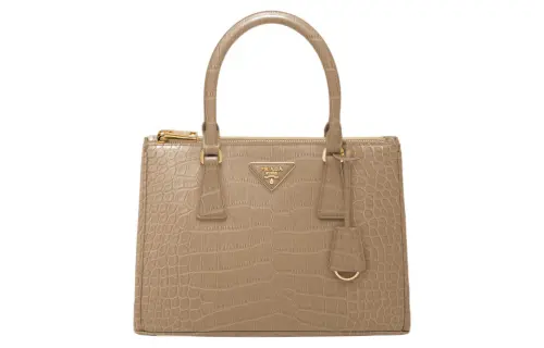 PRADA Galleria Killer Bag Crocodile Leather Shoulder Bag, Crossbody Bag, Handbag Medium Women's Light Umber