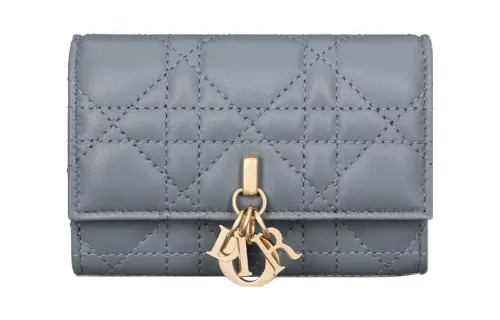 DIOR Sheepskin Wallet Extra Small Women's Cloud Blue