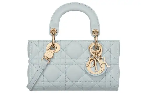 DIOR Lady D Joy Sheepskin Handbag, Shoulder Bag, Crossbody Bag, Handbag Extra Mini Women's Lake Blue
