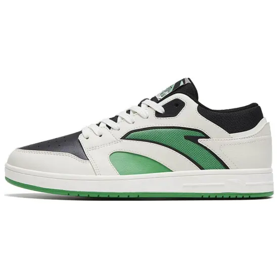 ANTA Street Play Series Skateboard Shoes Men Low-Top Black White Green