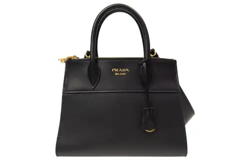 PRADA Saffiano Cow Leather Handbag Women's Black