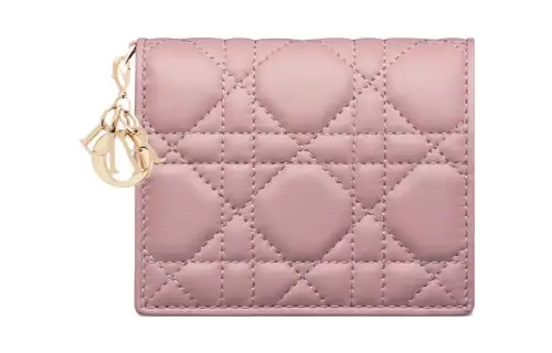 DIOR Lady Dior Lambskin Wallet Mini Women's Light Pink