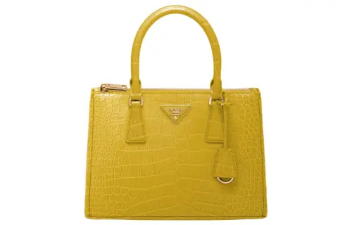 PRADA Galleria Killer Bag Crocodile Leather Shoulder Bag, Crossbody Bag, Handbag Medium Women's Sunshine Yellow