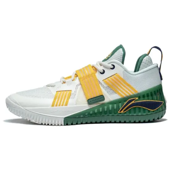 LiNing Rage Cushioned Slip Resistant Low Top Basketball Shoes Men's White Yellow