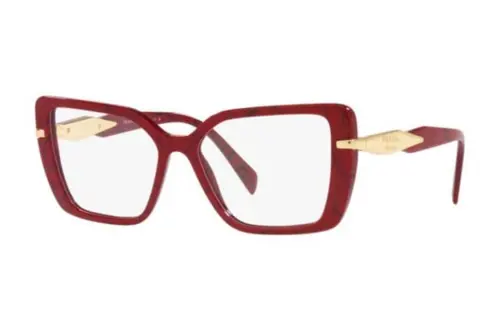 PRADA Plastic Irregular Shape Eyeglass Frames Women's Red Gold