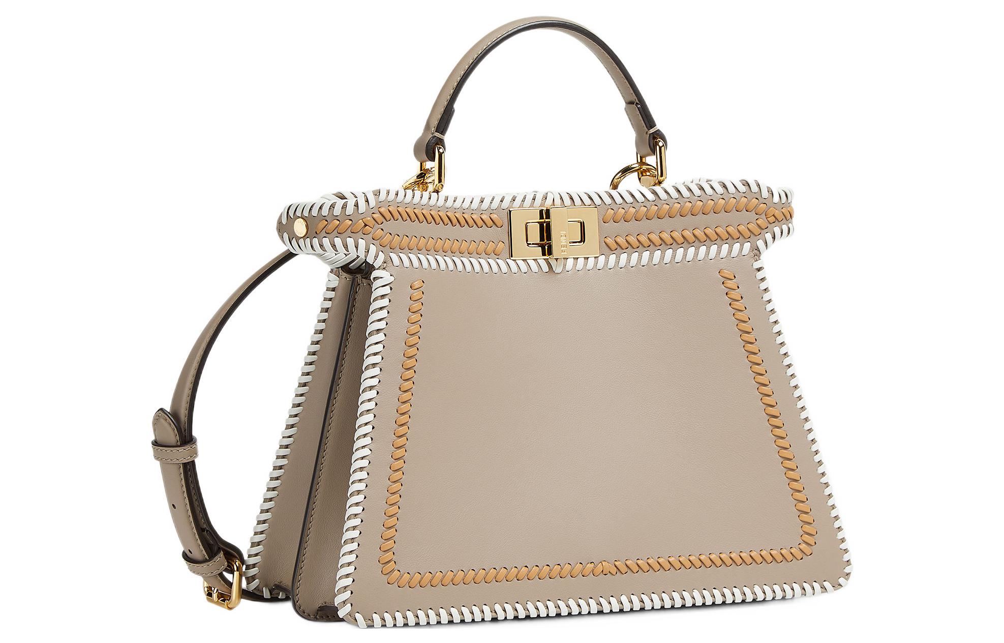 Женская сумка Fendi Peekaboo ISeeU (серо-голубая) — фото 2
