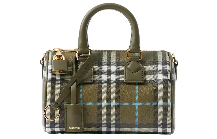 Burberry Calfskin Bowling Bag, Handbag, Shoulder Bag, Crossbody Bag Mini Women's Olive Green