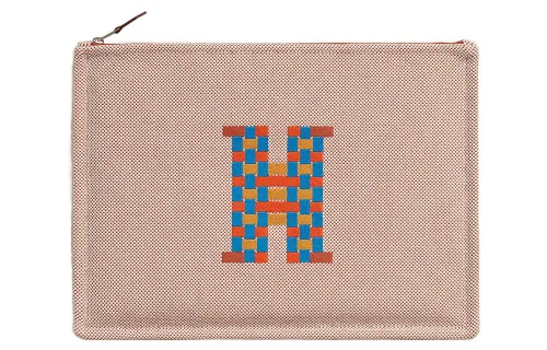 HERMES Cotton Canvas Clutch Travel Organizers Unisex Pink