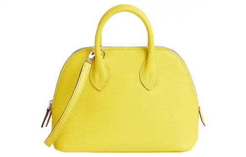 HERMES Bolide Silver Tone Buckle Mysore Goat Skin Bowling Bag, Shoulder Bag, Crossbody Bag, Handbag Mini Women's