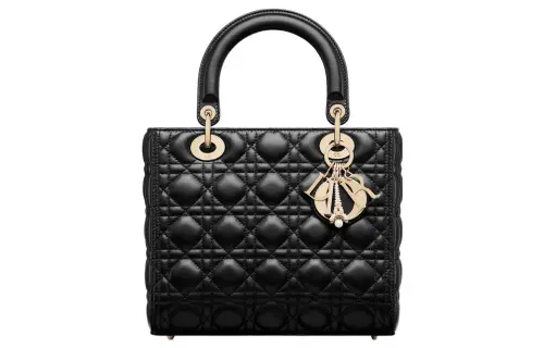 DIOR Lady Dior Sheepskin Shoulder Bag, Crossbody Bag, Handbag Medium Women's Black