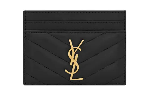 SAINT LAURENT Cassandre Sheepskin Card Holder Women's Black