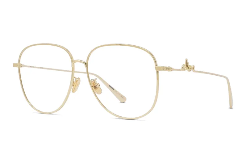 DIOR Metal Irregular Shape Eyeglass Frames Women's Gold