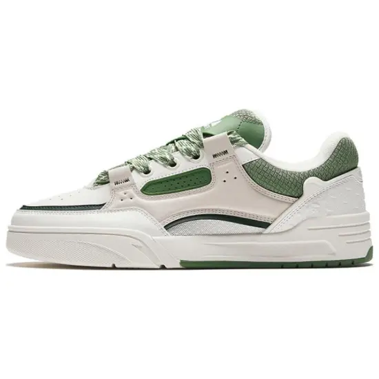 Anta AOJIE Slip-Resistant Cushioning Low-Top Skateboard Shoes Men's White Green