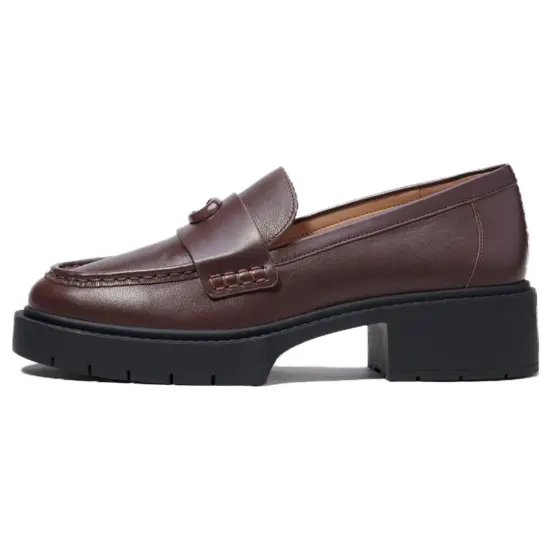 COACH Leah 45mm Logo-plaque Leather Loafers