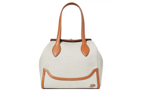 Loro Piana Cotton With Linen And Calfskin One Shoulder Handbag Mini Women's Earth Tone/Warm Brown