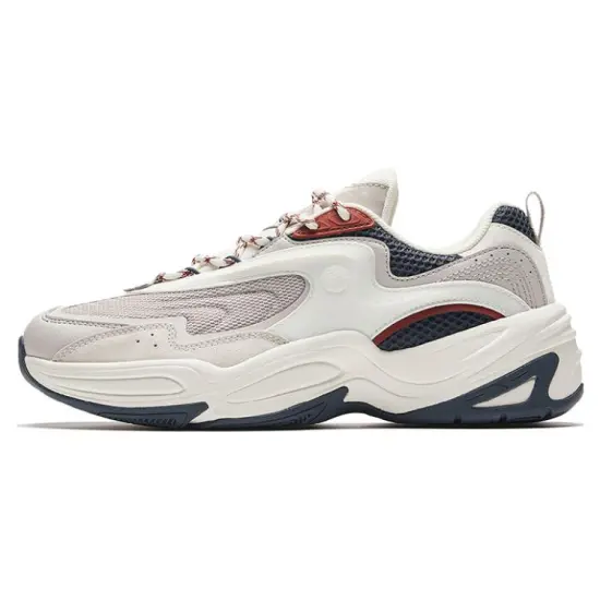 ANTA Through Chunky Sneakers Women's Low-Top White Gray/Red Blue