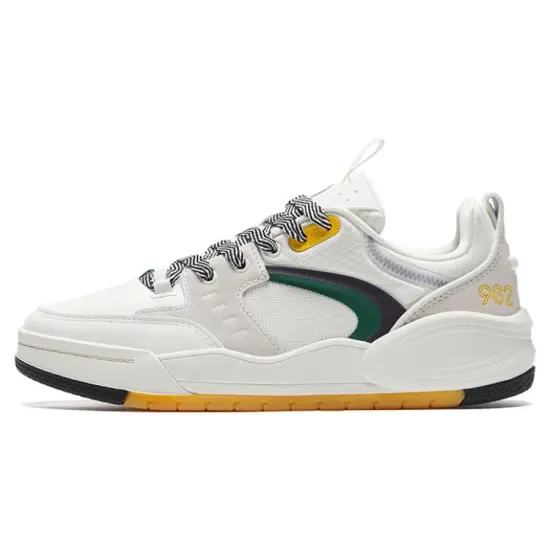 Anta 982EVO Anti-Slip Wear-Resistant Low-Top Skateboard Shoes Women's White Green Yellow