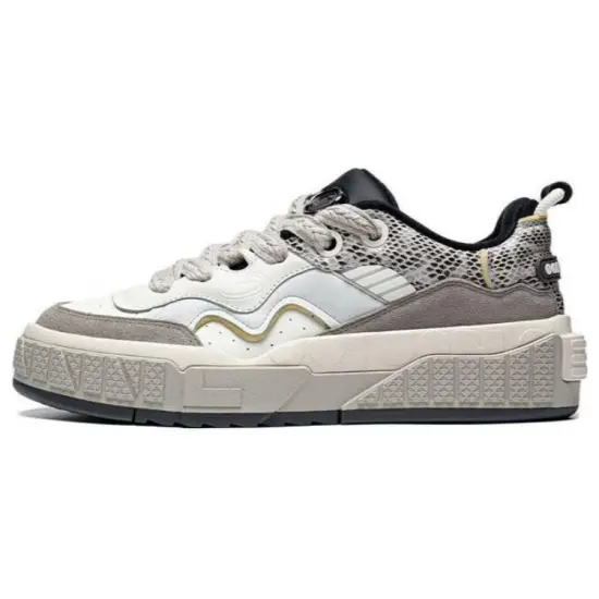 LiNing 001 UNBLOCK UNBLOCK Anti-Slip And Wear-Resistant Breathable Low-Top Skateboard Shoes Men's Ecru Gray