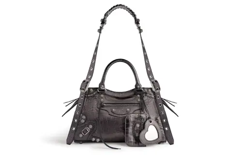 Balenciaga Calfskin Portable Crossbody Bag, Shoulder Bag Small Women's Dark Gray