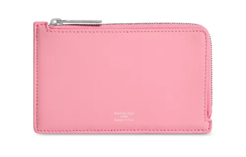 Balenciaga Smooth Calfskin Wallet, Card Holder Regular Women's Pink
